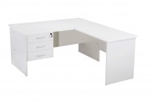 CDK189 Rapid Vibe Desk With CR6 Attached Return 900 X 600 With Fitted CDKP3D 3 Drawer Ped